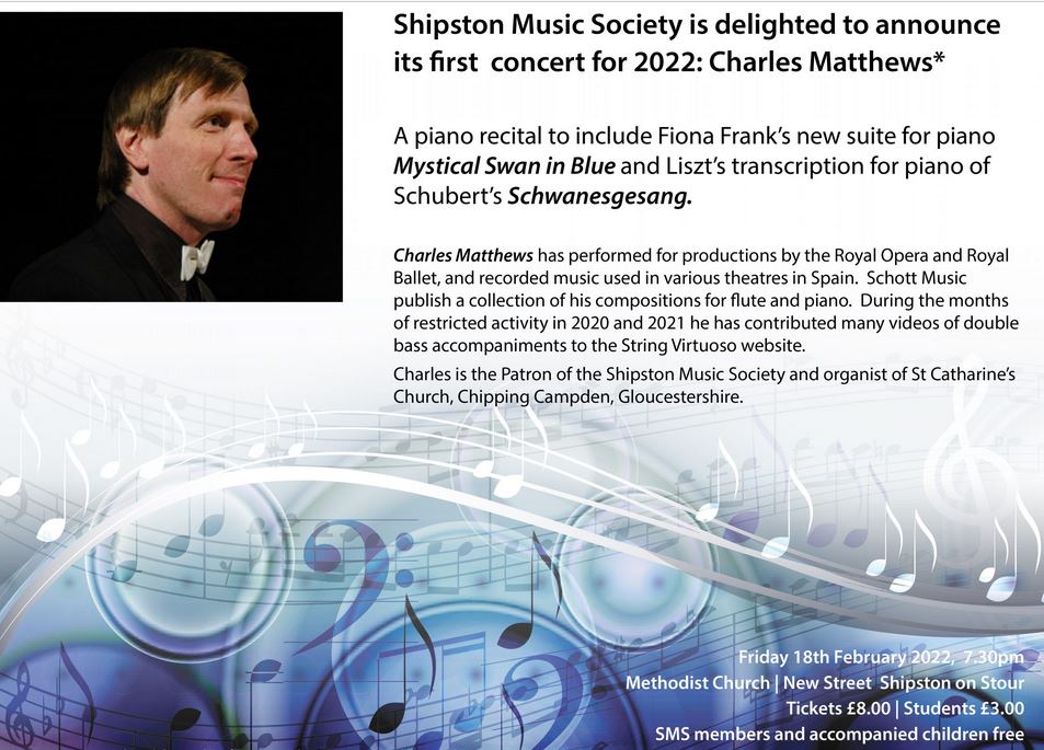 Shipston Music Society page with blue background